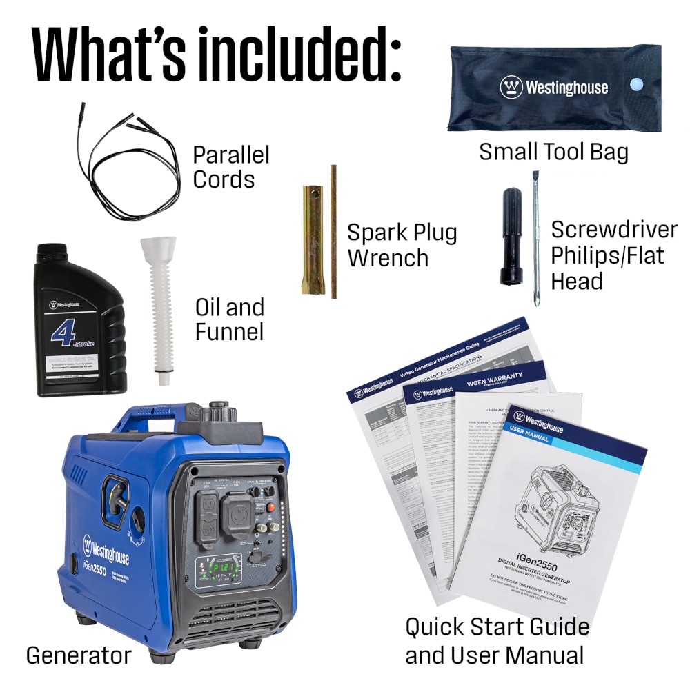 Westinghouse iGen2550 - 1900 Watt Portable Inverter Generator (CARB)