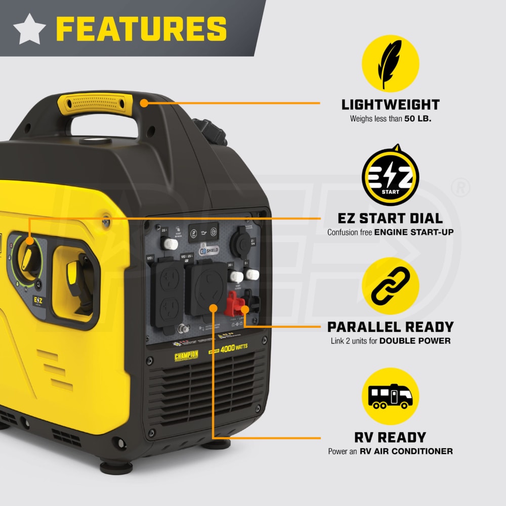 Champion 100809 - 3000 Watt RV Ready Inverter Generator w/ Quiet ...