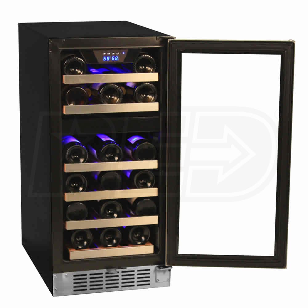 Edgestar 26 Bottle 15" BuiltIn Wine Cooler Dual Zone Reversible