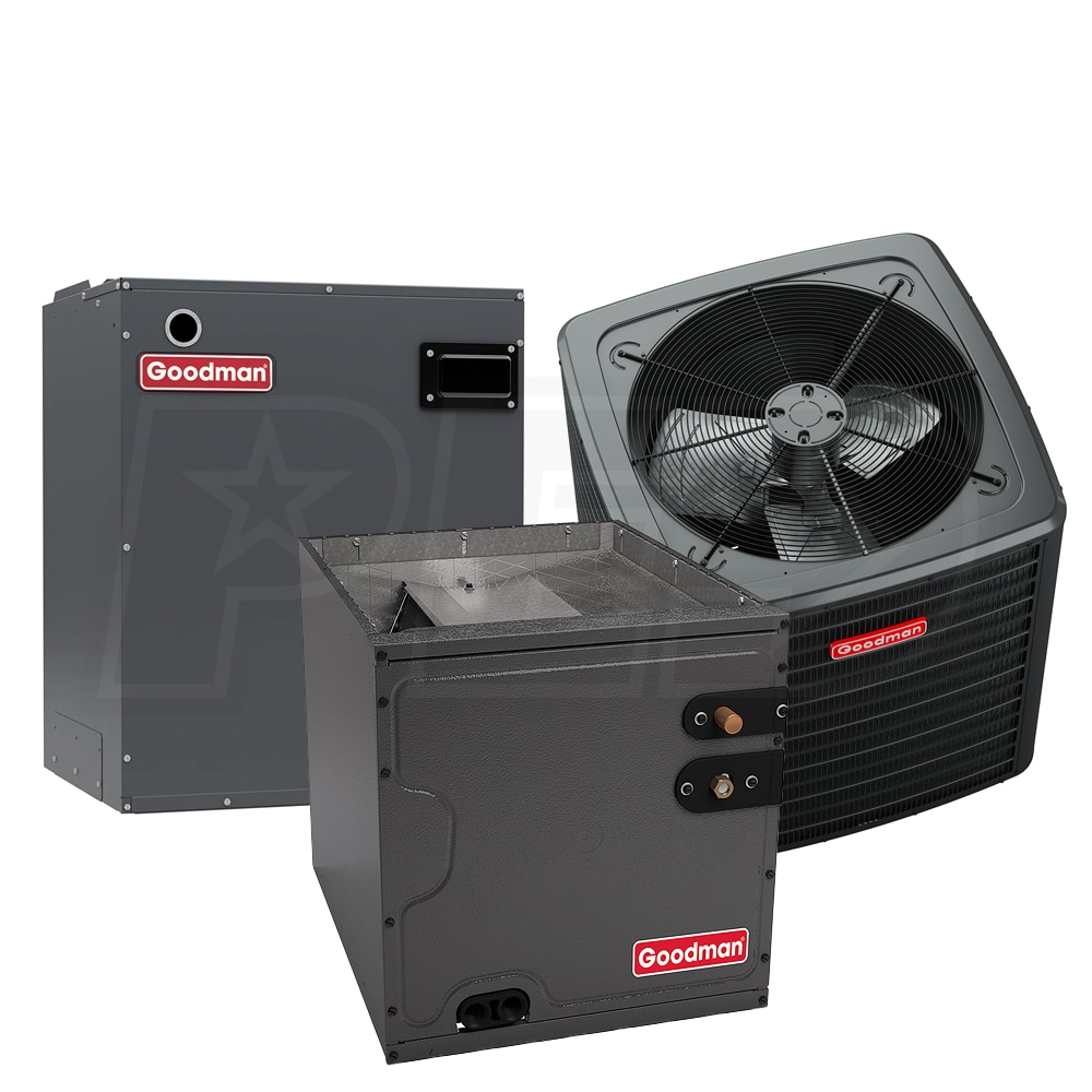 Goodman - 1.5 Ton Cooling - 18k BTU/Hr Heating - Heat Pump + Air ...