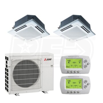 Mitsubishi Ceiling Cassette 2 Zone System 24 000 Btu Outdoor 12k 12k Indoor 20 0 Seer Mitsubishi M2h24c12120000 B