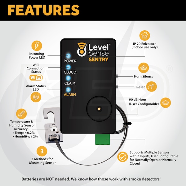 Level Sense LS-SENTRY-120V-FREEZER-10FT-RAW